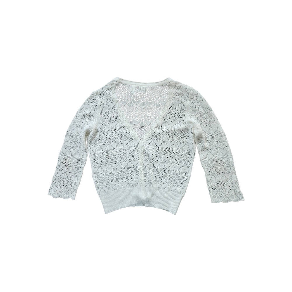 Emma James Vintage Cottagecore Open Knit Button-Front Cardiaan - lvory XL